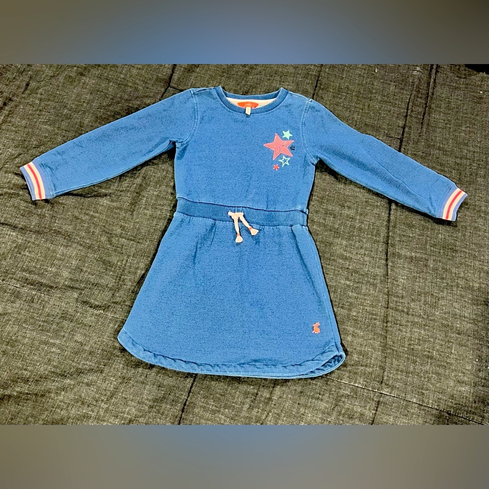 Joules little girl size 5 jersey knit fall/winter blue dress.